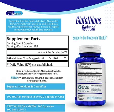 Max Strength 98 Pure Glutathione Supplement 500mg Super Antioxidant