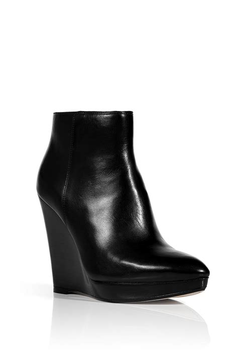 Kors By Michael Kors Black Leather Wedge Booties In Black Lyst