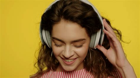 Portrait Of Joyful Woman Enjoying Music In Stock Footage Sbv 333551850