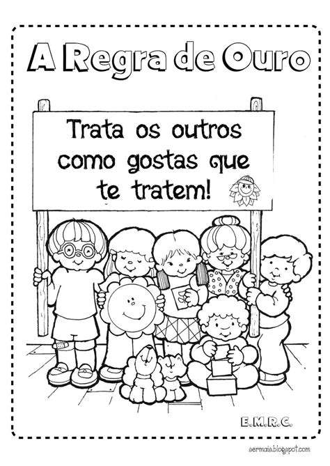 A Regra De Ouro Numa Linguagem Positiva Para Os Alunos Colorirem