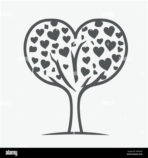 Tree With Heart Leaves Vector Art Captivating Nature Love Illustration