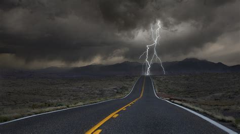 Wallpaper Landscape Mountains Dark Nature Grass Field Road