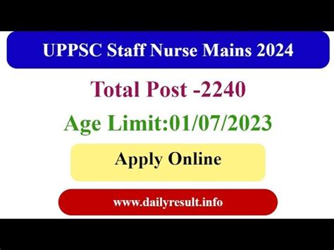 Uppsc Staff Nurse Male Female Recruitment Pre Result Mains