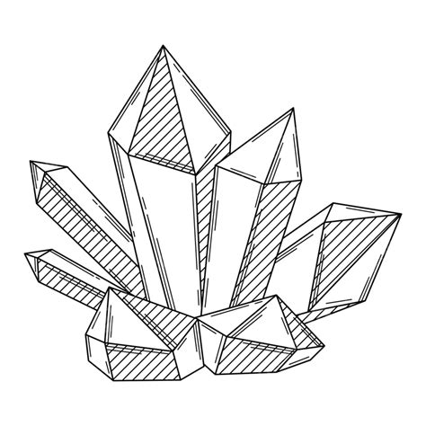 Illustration Of Crystal Or Crystalline Mineral Crystal Drawing