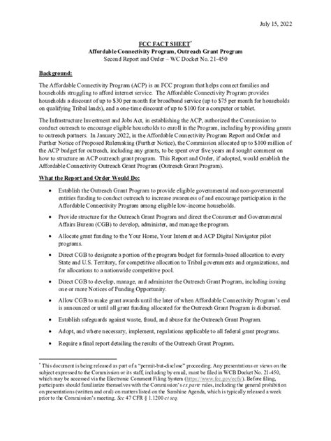 Fillable Online July 15 2022 FCC FACT SHEET Affordable Connectivity