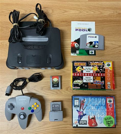 Nintendo 64 N64 Console, Controller, 3 Sport Paks, Rumble Pak, Memory ...