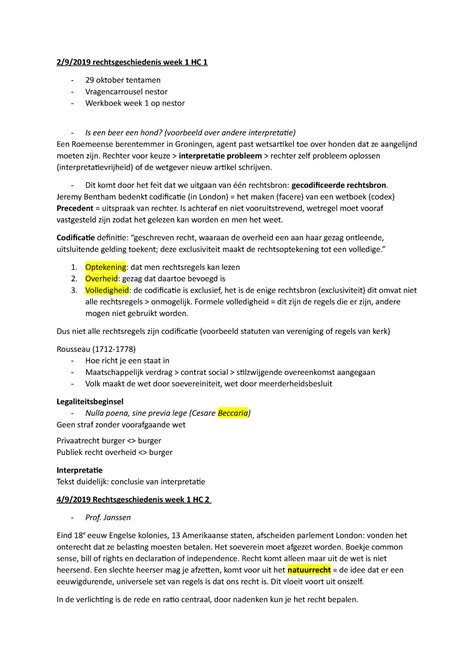 Rechtsgeschiedenis Hoorcollege Week 1 Hc 1 En 2 2 9 2019