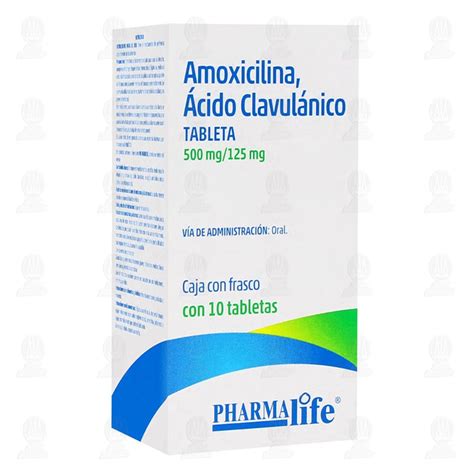 Amoxicilina Ácido Clavulánico 500mg 125mg 10 Tabletas Pharmalife