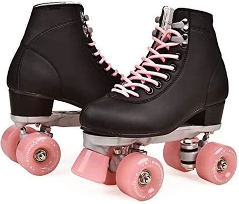 Patines de piel sintética con 4 ruedas para exteriores para mujeres