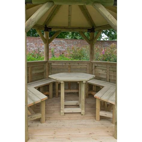 3m Forest Premium Gazebo With Timber Roof Furnished Green Free