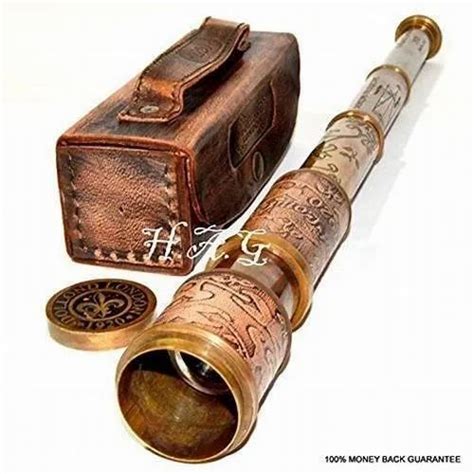 Antique Look Brass Telescope With Handmade Wooden Handicraft Box X