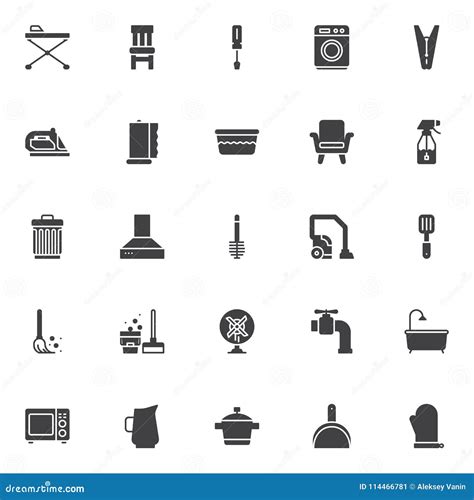 Household Equipment Vector Icons Set Stock Vector Illustration Of Icon Perfect 114466781