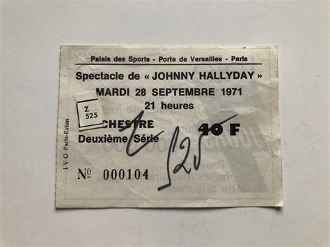 Johnny Hallyday Billet Ticket Photo Concert Au Palais Des Sports Du