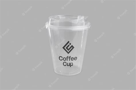 Premium Psd Front View Of Clear Plastic Cup Mockup