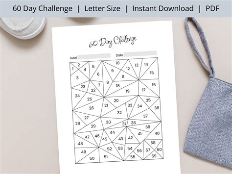 Printable 60 Day Challenge Tracker 60 Days Goal Setting Etsy