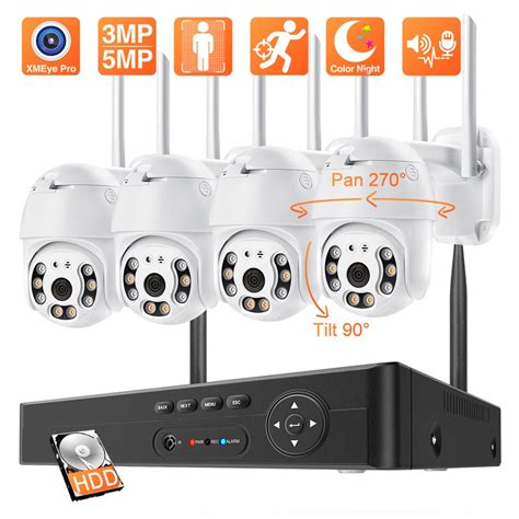 Techage 8CH 5MP 3MP PTZ WiFi 보안 카메라 시스템 컬러 나이트 양방향 오디오 CCTV 무선 감시 NVR