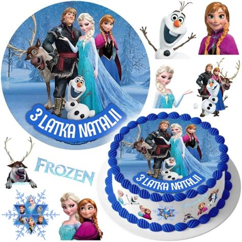 MEGA ZESTAW OPŁATEK NA TORT KRAINA LODU FROZEN ELSA 8szt POSTACI