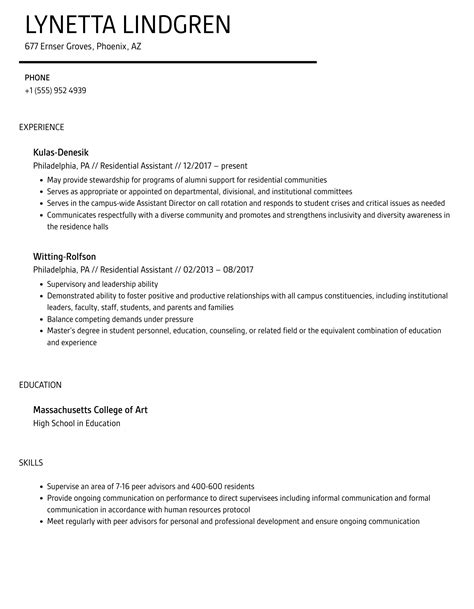 Residential Assistant Resume Samples Velvet Jobs