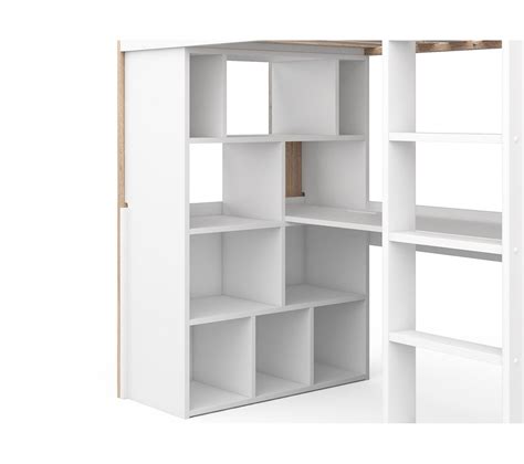 Lit Mezzanine Avec Bureau X Blanc Et Bois Bondi Lit Superpos