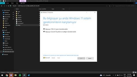 Windows 11 yüklerken bu bilgisayar şu anda Windows 11 gereksinimlerini