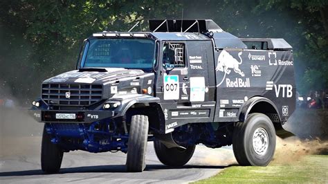 1000HP 10 Ton Kamaz Dakar Truck Going Sideways Up The Goodwood Hill