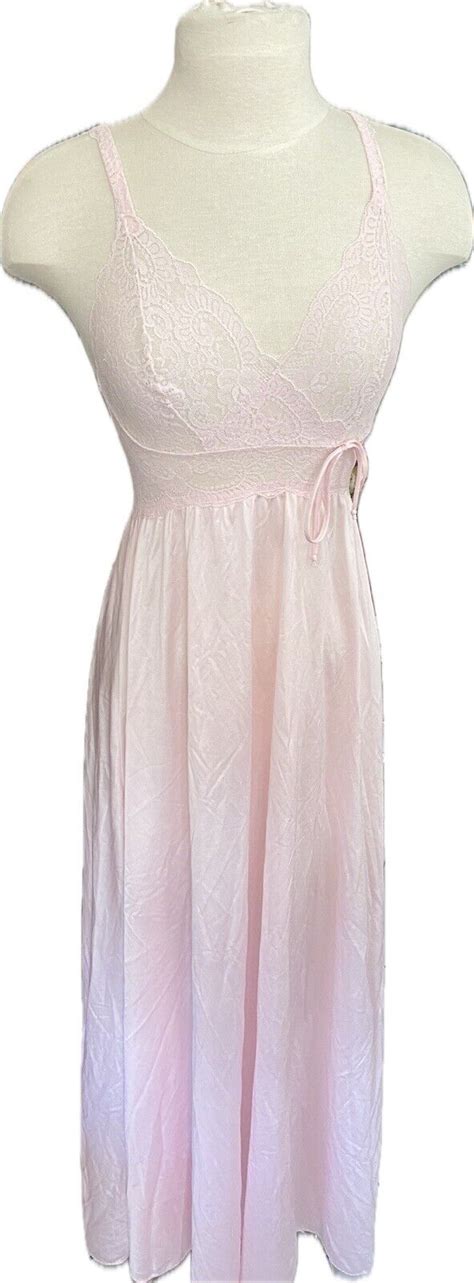 Vintage Olga Negligee Nightgown 9291 Pink Bodylace L… Gem