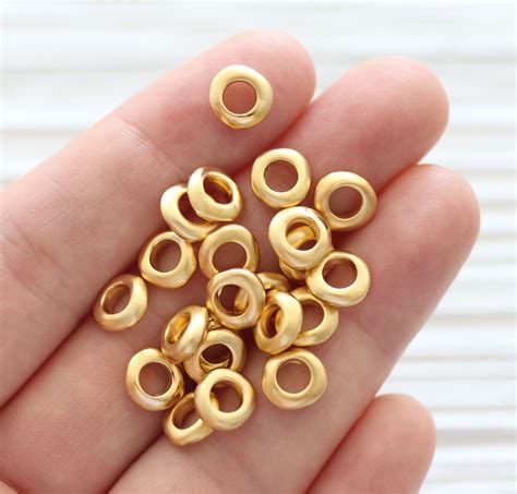 10pc Gold Heishi Beads Organic Shaped Gold Rondelle Beads Etsy