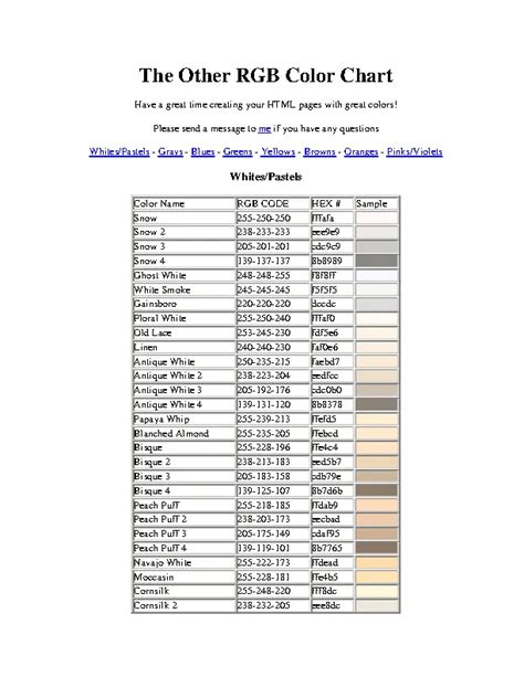 The Other Rgb Color Chart - PDFSimpli