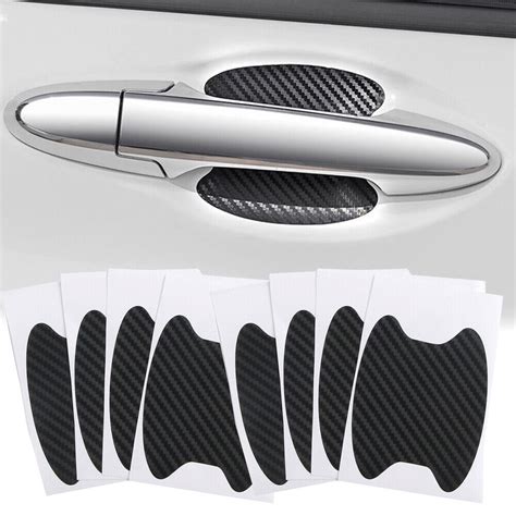 8x Carbon Fibre Car Door Handle Paint Scratch Guard Protector Film