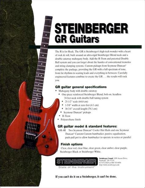 STEINBERGER Vintage Guitar Catalog Original Catalog Ned