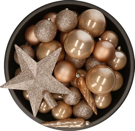 Decoris Kerstballen Set 34 Dlg Toffee Bruin Incl Piek