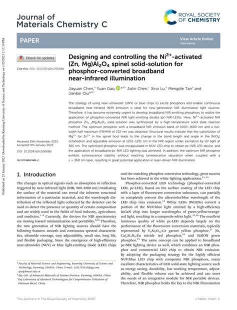 Pdf Designing And Controlling The Ni2 Activated Zn Mgal2o4 Spinel