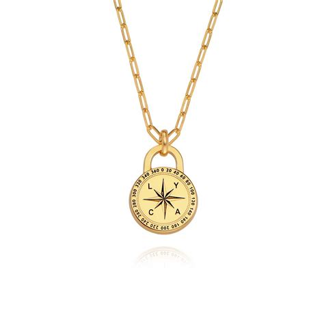 Mens Initial Compass Necklace In 18k Gold Plating Myka