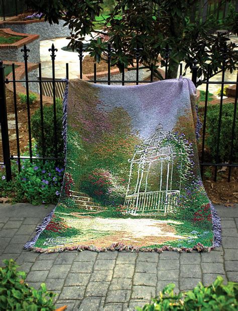 Lilac Gazebo Scenic Tapestry Throw Thomas Kinkade Painting 50 X 60