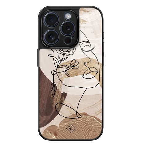 Casimoda Iphone Pro Glazen Hardcase Abstract Gezicht Bruin