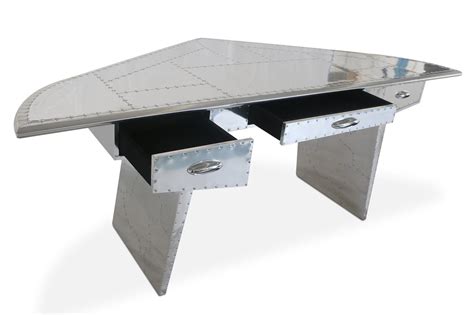 Aviator Executive Fighter Jet Wing Desk Polished Aluminum Aluminum