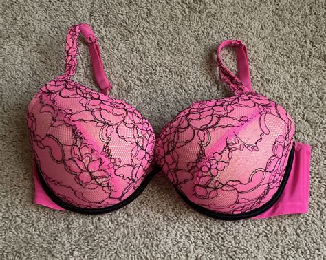 Cacique Bold Hot Pink Black Lace Sheer Sexy Underwire Gem