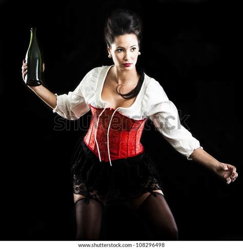 Sexy Brunette Red Corset Red Heels Stock Photo 108296498 Shutterstock
