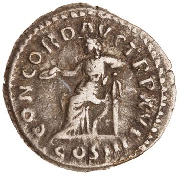 Denarius Marcus Aurelius Concord Avg Tr P Xvi Cos Iii Concordia And