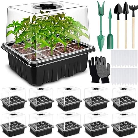 ZHHGOO Mini Serre pour Plantes Boite Semis avec Couvercle surélevé 10