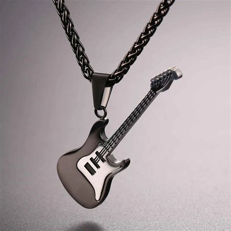 Music Enthusiast Electric Guitar Pendant Necklace In Rock Style