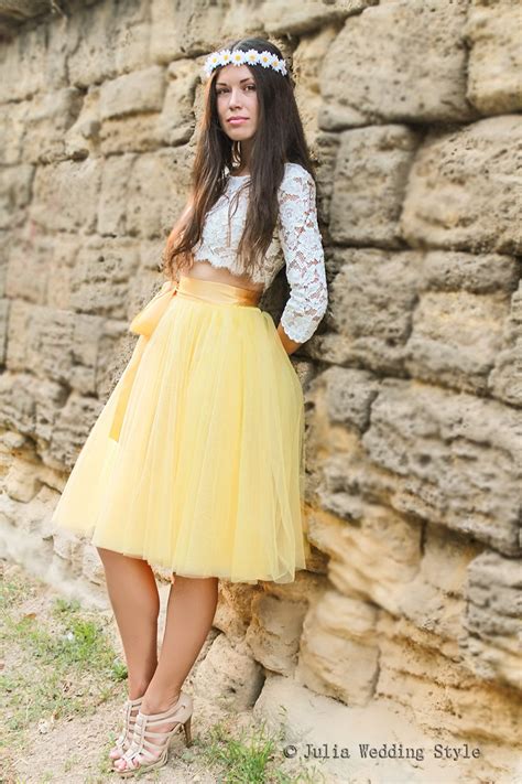 Faldas de tul amarillo falda amarilla corta falda de dama de Etsy España