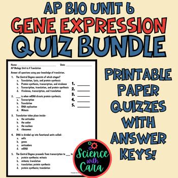 AP Biology Unit 6 Quiz Bundle Digital And Printable By Science With Cara