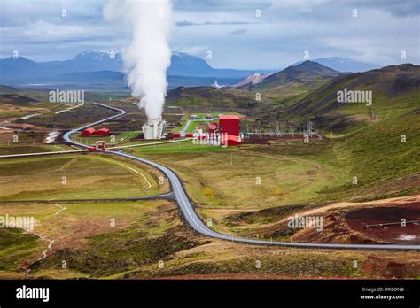 Steaming Cooling Tower At Krafla Geothermal Power Plant The Largest