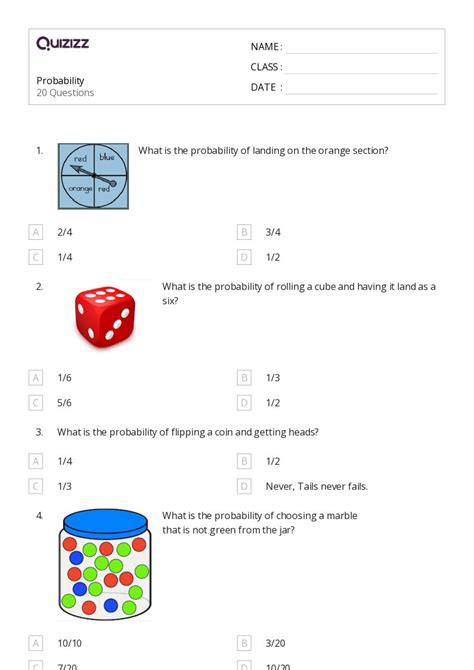 50 Probability Worksheets For 5th Class On Quizizz Free Printable