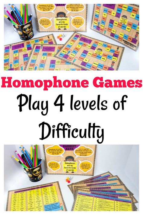 Homophone Games With 4 Versions Third Grade Activities Homophones Games Teaching Grammar