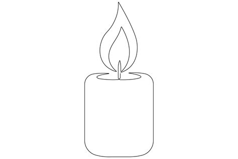 Continuous single line art drawing of candle light symbol and outline ...