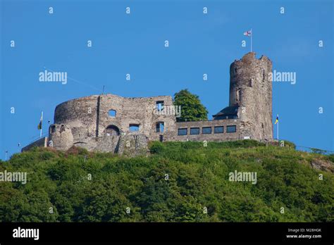 The medieval Landshut castle, landmark of Bernkastel-Kues Moselle river, Rhineland-Palatinate ...