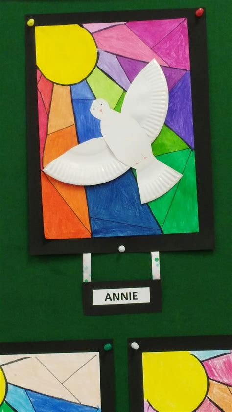 Confirmation Art Paper Plate Dove And Stained Glass Programma Per