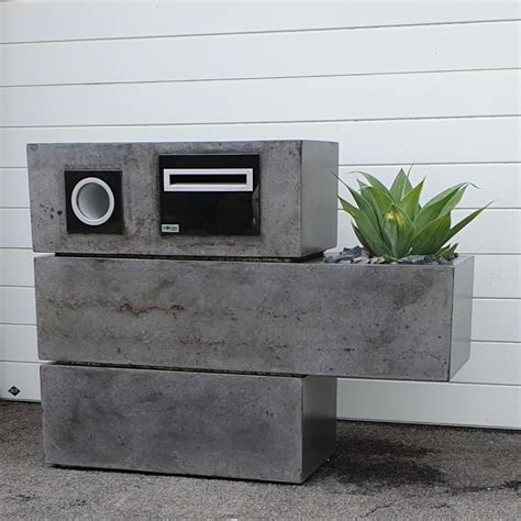 Concrete Letterbox With Planter Unique Polished Exposed Stone 2 To 4